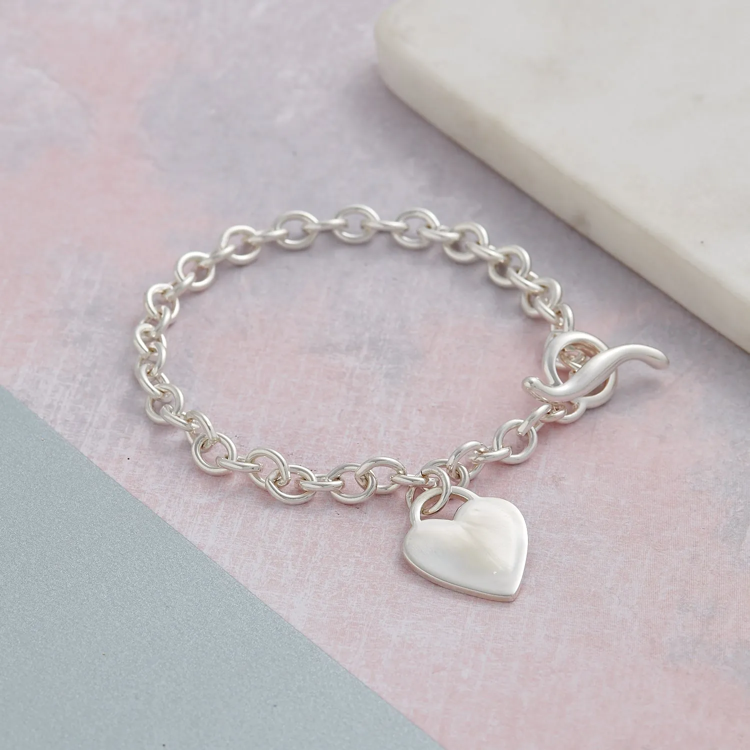 Personalised Heart Silver Charm Bracelet