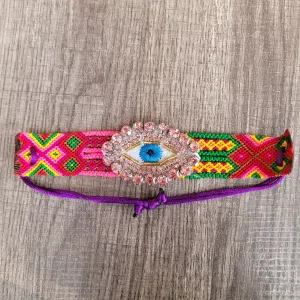 Pink Eye crystal Chiapas bracelet