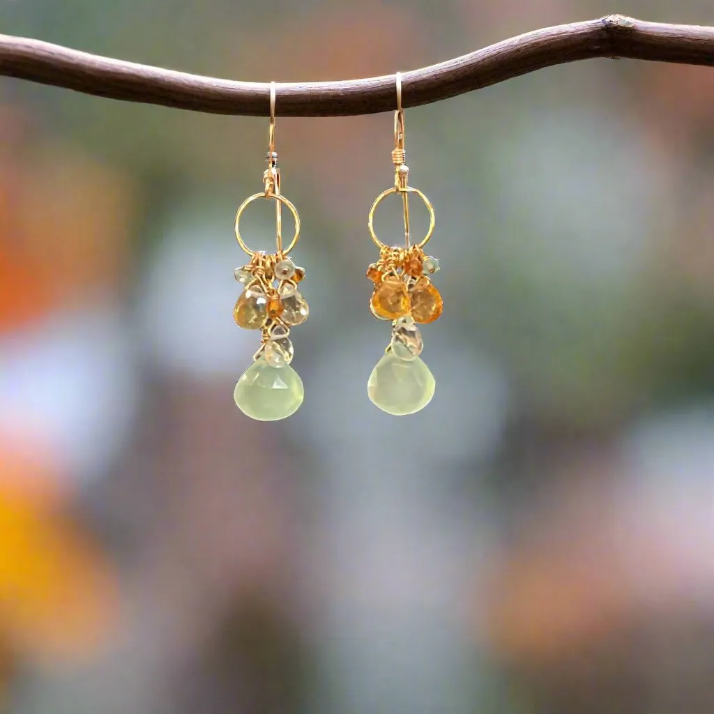 Pom Jewelry Blue Chalcedony, Blue Topaz & Citrine Earrings In Gold Fill- PEBC1