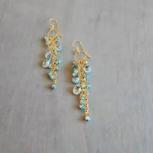 Pom Jewelry Sky Blue Topaz Earrings In Gold Fill-PEBT1