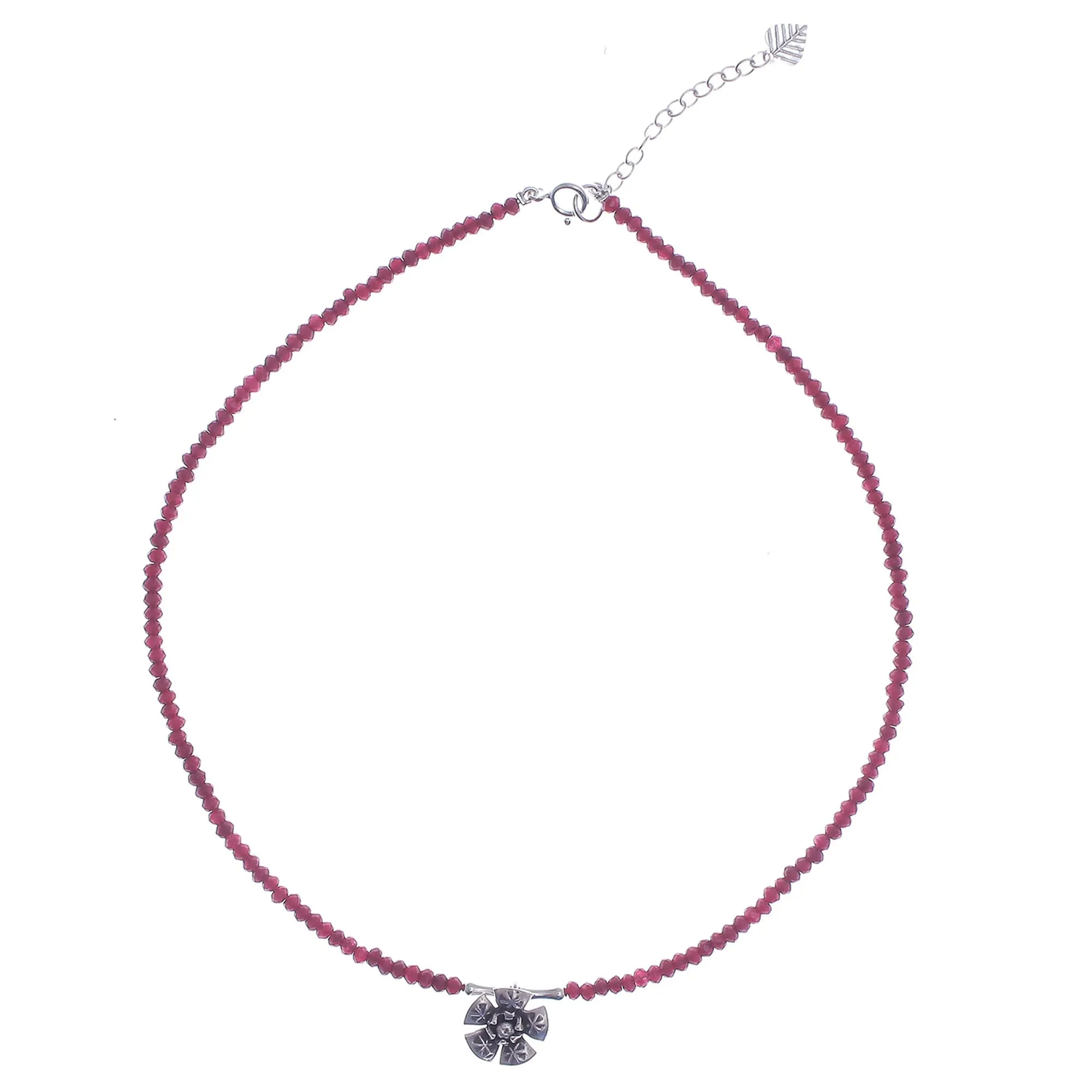 Quartz and Karen Silver Pendant Necklace - Color Sense in Red | NOVICA