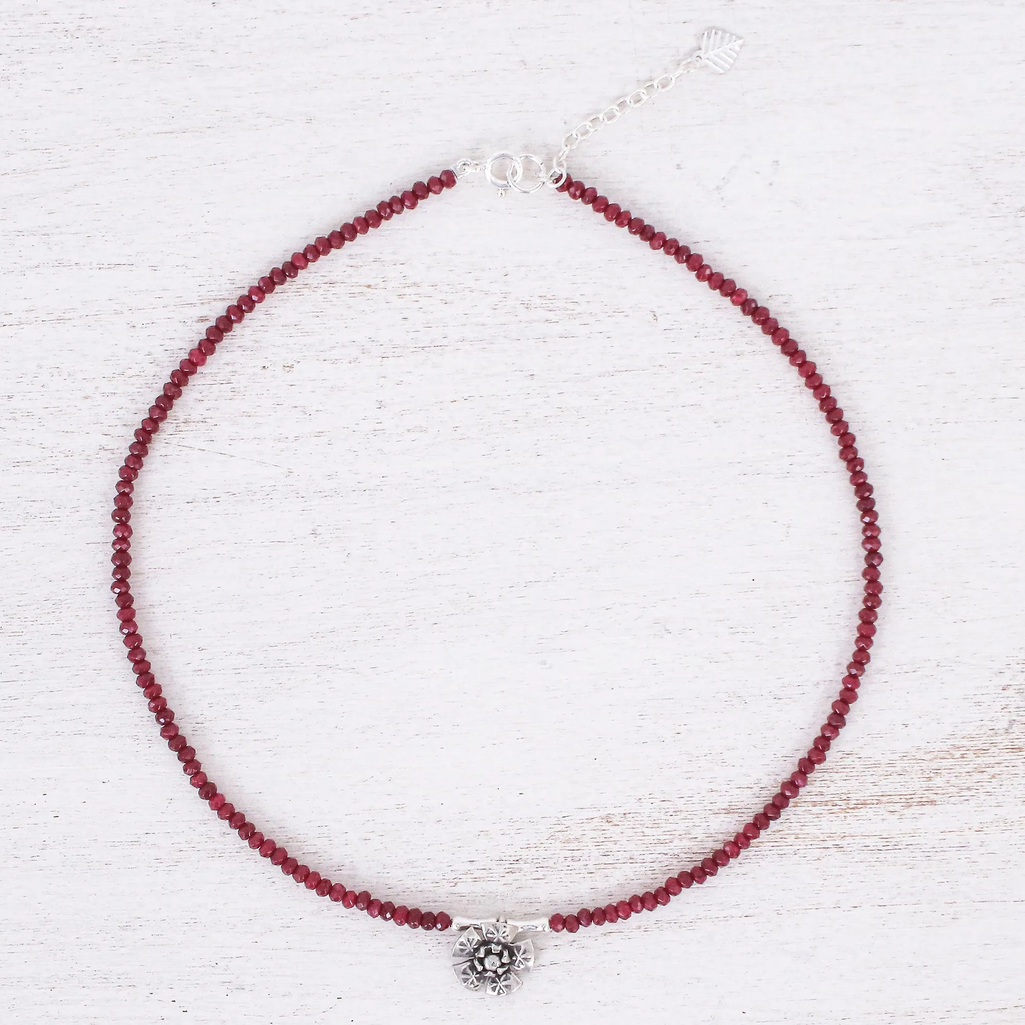 Quartz and Karen Silver Pendant Necklace - Color Sense in Red | NOVICA