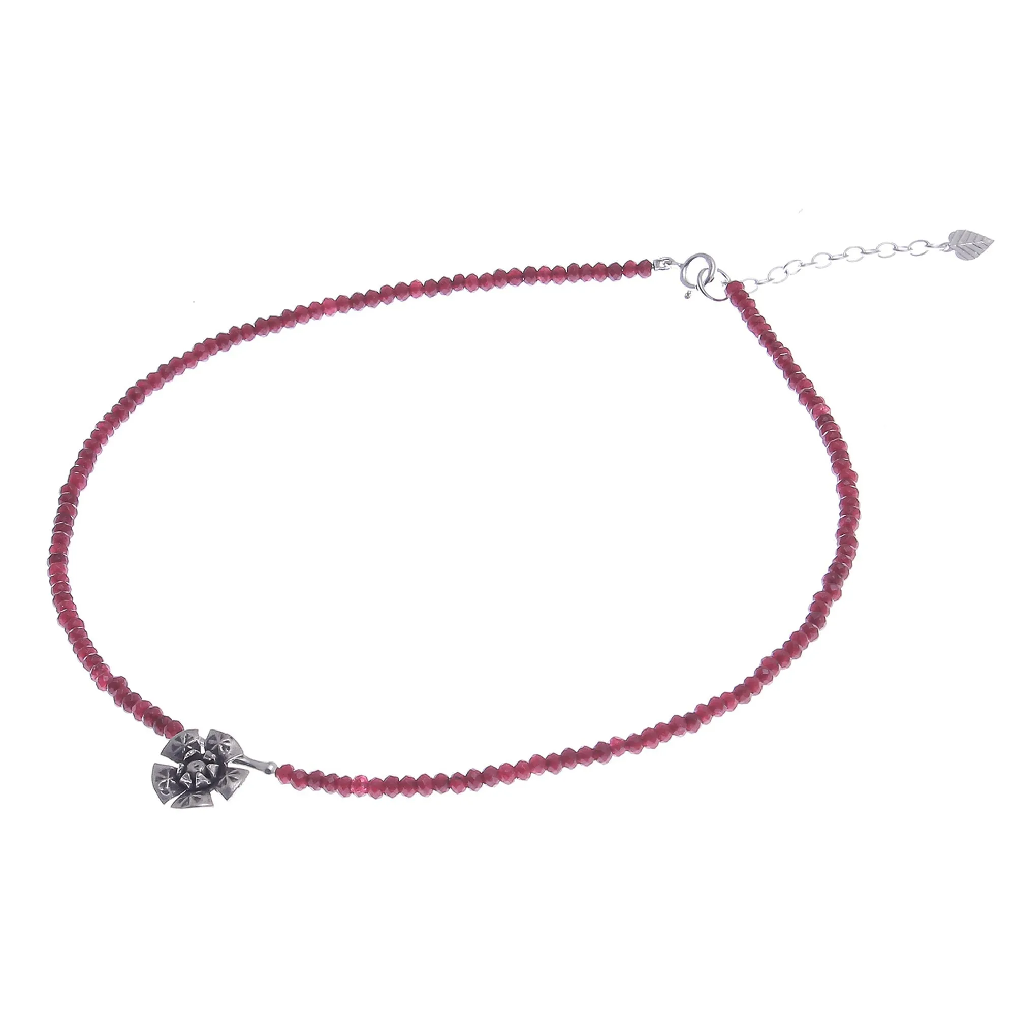 Quartz and Karen Silver Pendant Necklace - Color Sense in Red | NOVICA