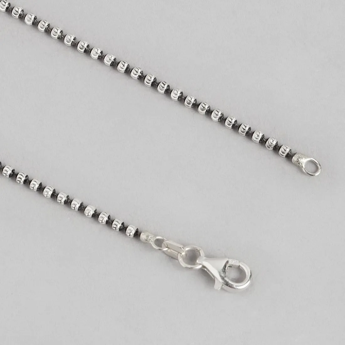 Radiant Rhythm Rhodium-Plated 925 Sterling Silver Beads Chain Anklet