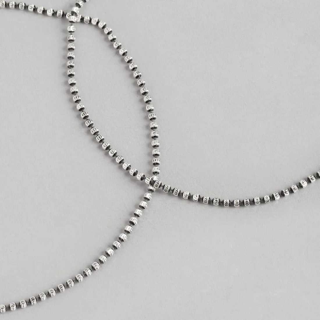 Radiant Rhythm Rhodium-Plated 925 Sterling Silver Beads Chain Anklet