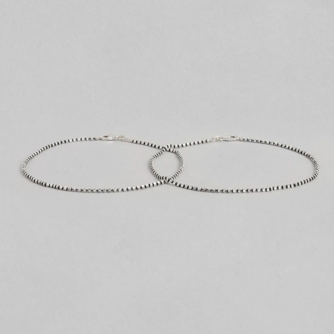 Radiant Rhythm Rhodium-Plated 925 Sterling Silver Beads Chain Anklet