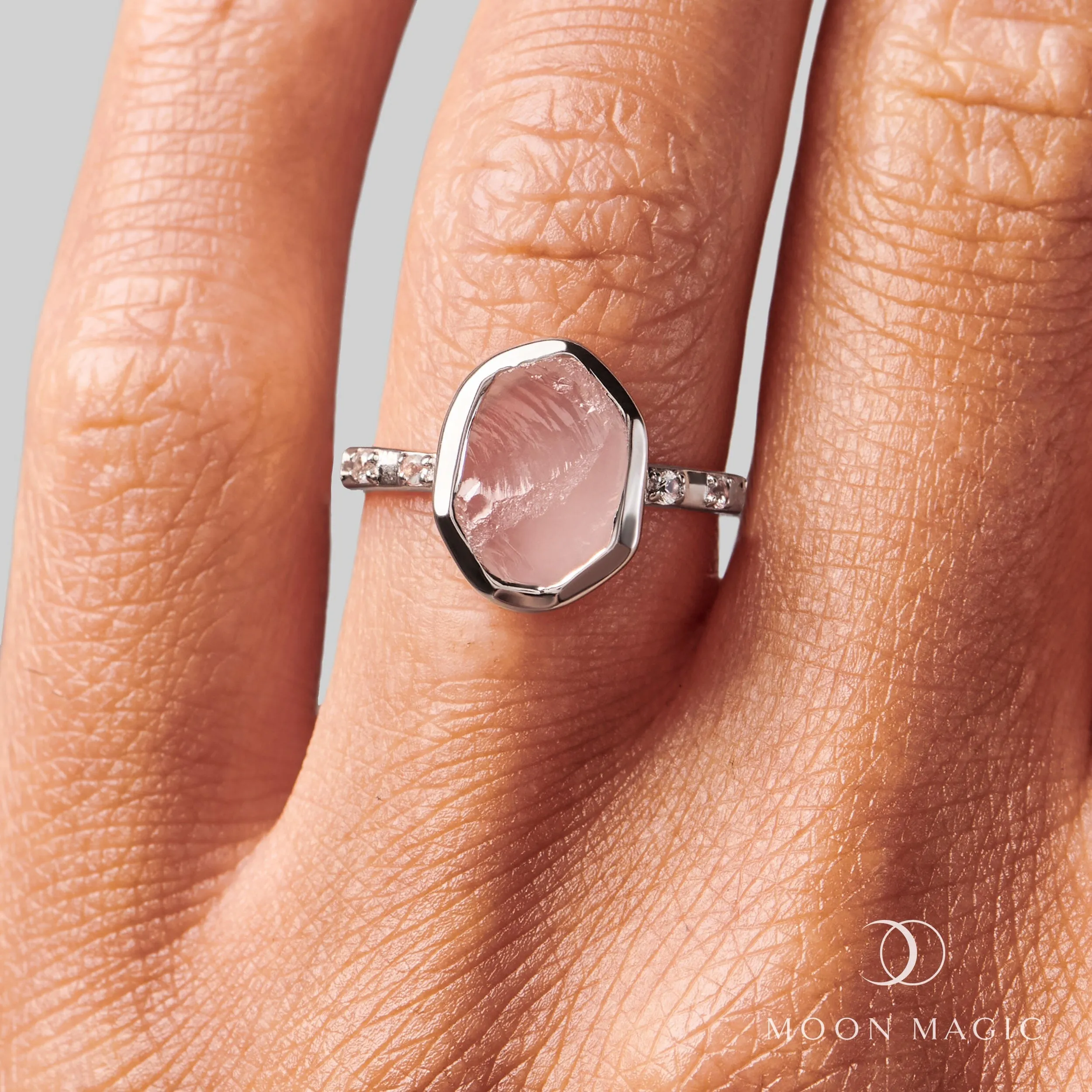 Raw Crystal Ring - Hypnotic Rose Quartz