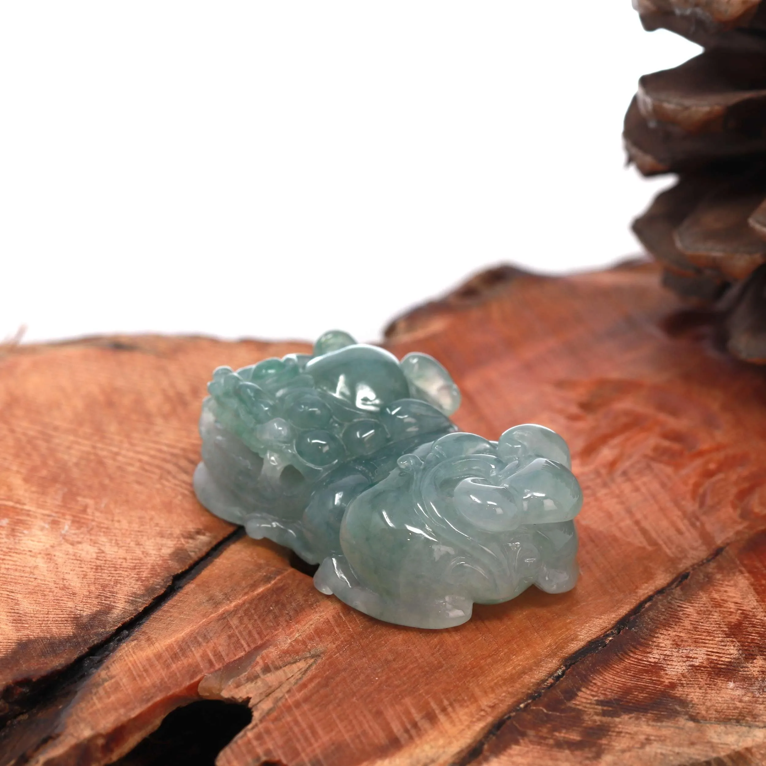 RealJade® Pi Xiu Genuine Burmese Blue Green Icy Jadeite Jade PiXiu Pendant Necklace (FengShui Lucky)