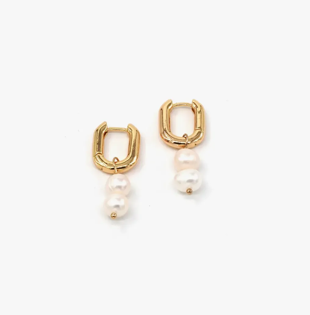 Remi Pearl Double Hoop Earrings