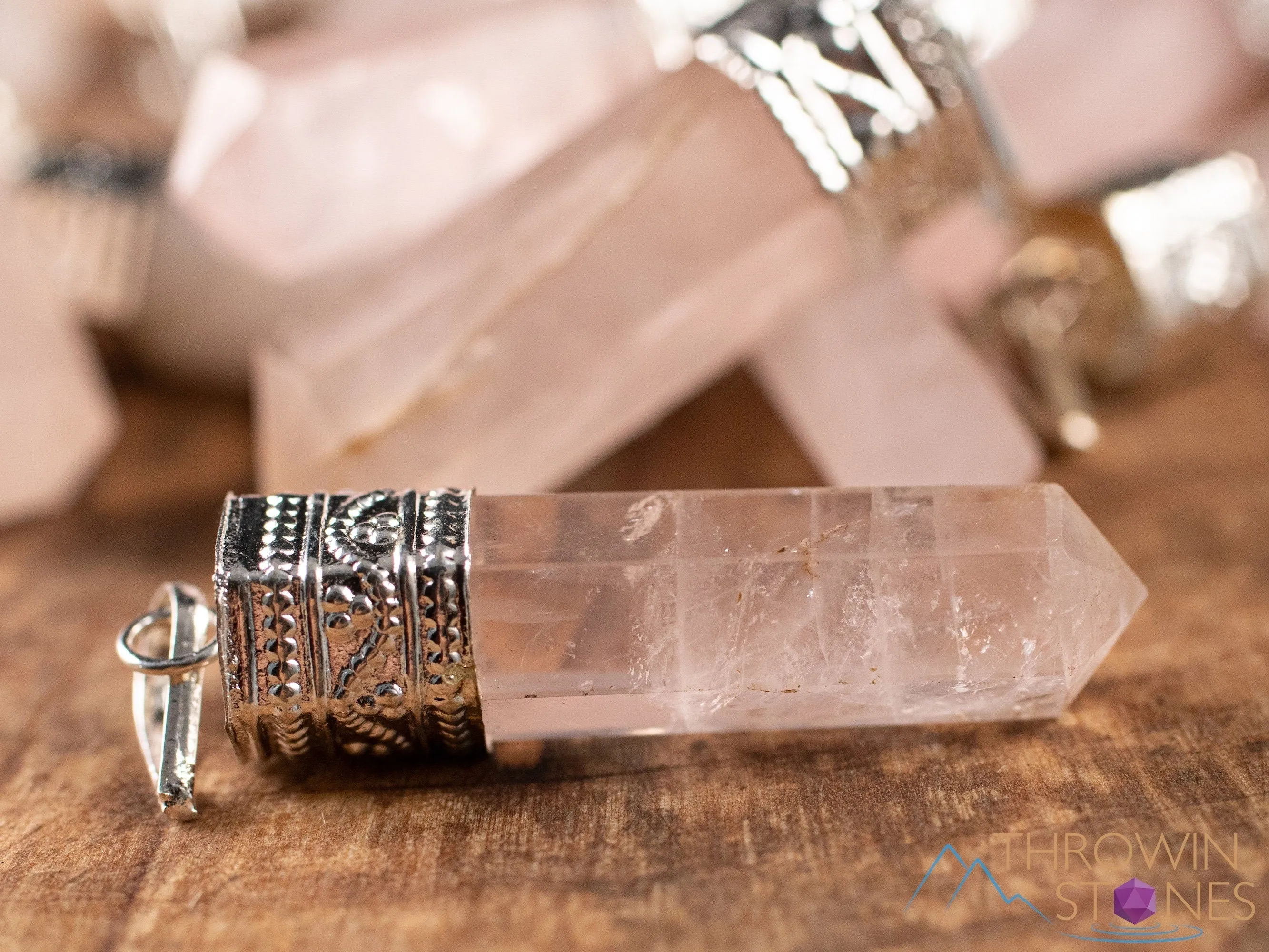 ROSE QUARTZ Crystal Pendant - Crystal Points, Pendulum, Birthstone, Handmade Jewelry, Healing Crystals and Stones, E1926