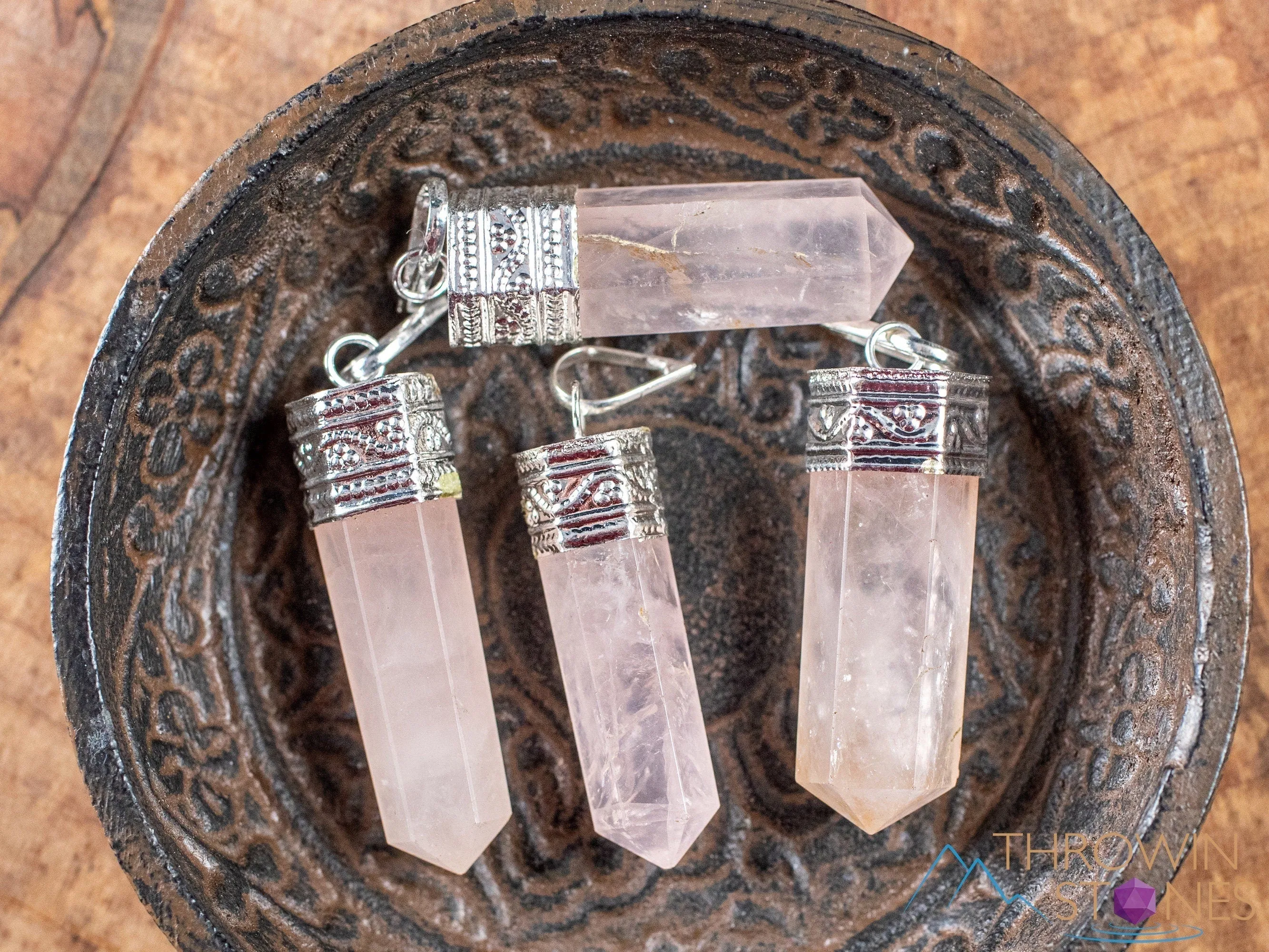 ROSE QUARTZ Crystal Pendant - Crystal Points, Pendulum, Birthstone, Handmade Jewelry, Healing Crystals and Stones, E1926