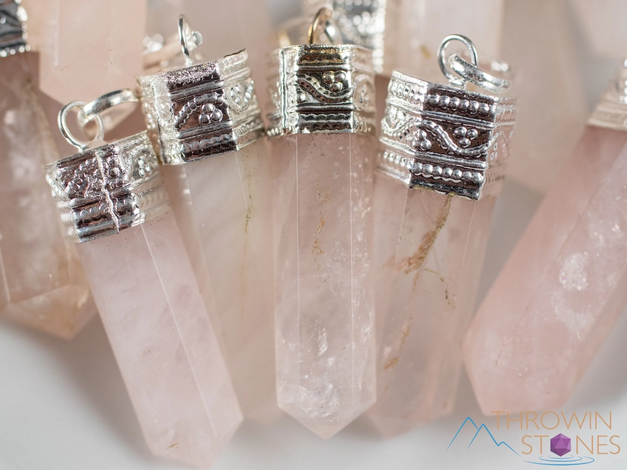 ROSE QUARTZ Crystal Pendant - Crystal Points, Pendulum, Birthstone, Handmade Jewelry, Healing Crystals and Stones, E1926