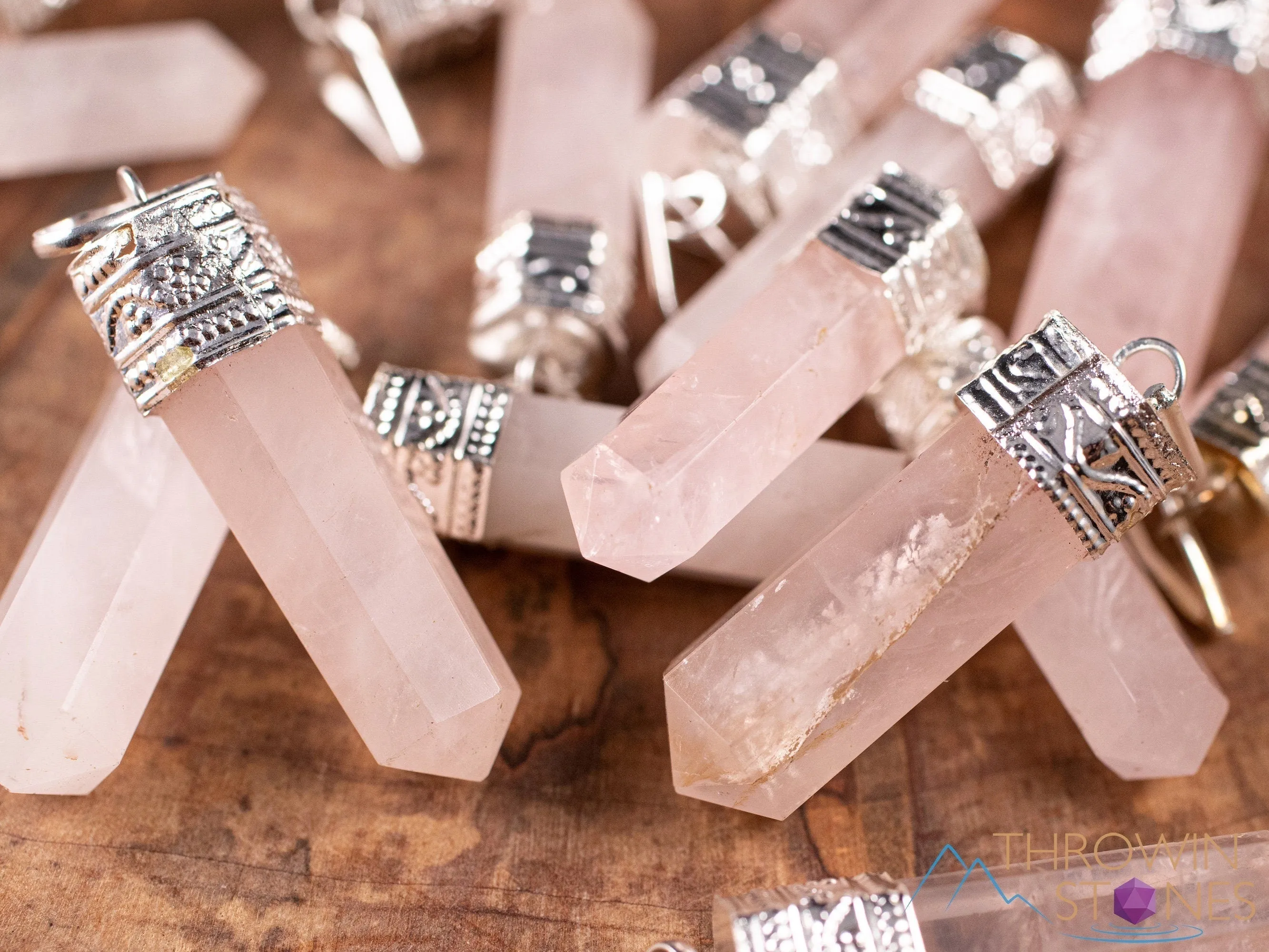 ROSE QUARTZ Crystal Pendant - Crystal Points, Pendulum, Birthstone, Handmade Jewelry, Healing Crystals and Stones, E1926