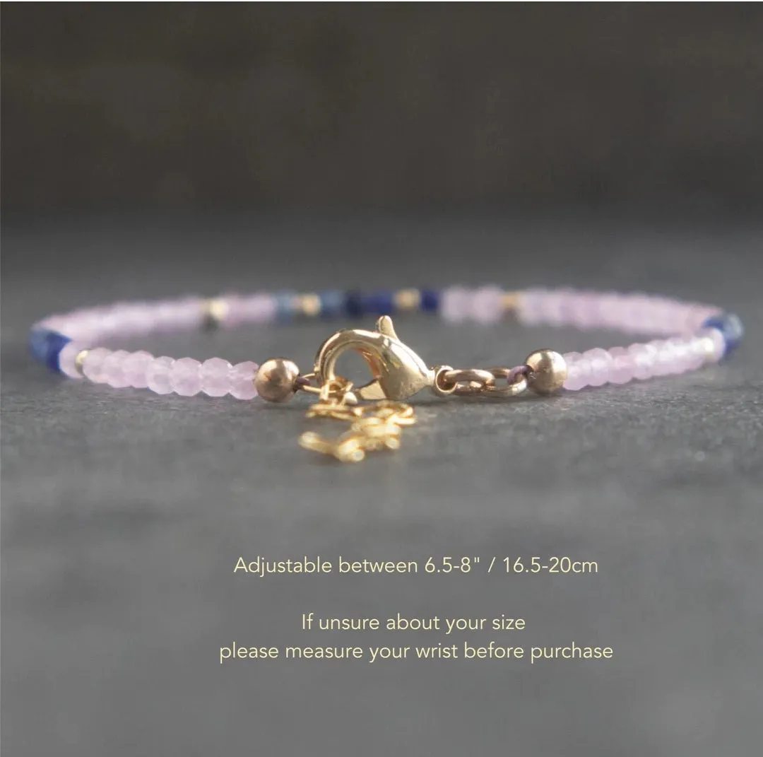 Rose Quartz, Sodalite Delicate Stone Bracelet - Love, Harmony, Balance, Intuition, Confidence