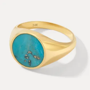 Round Signet Ring with Turquoise