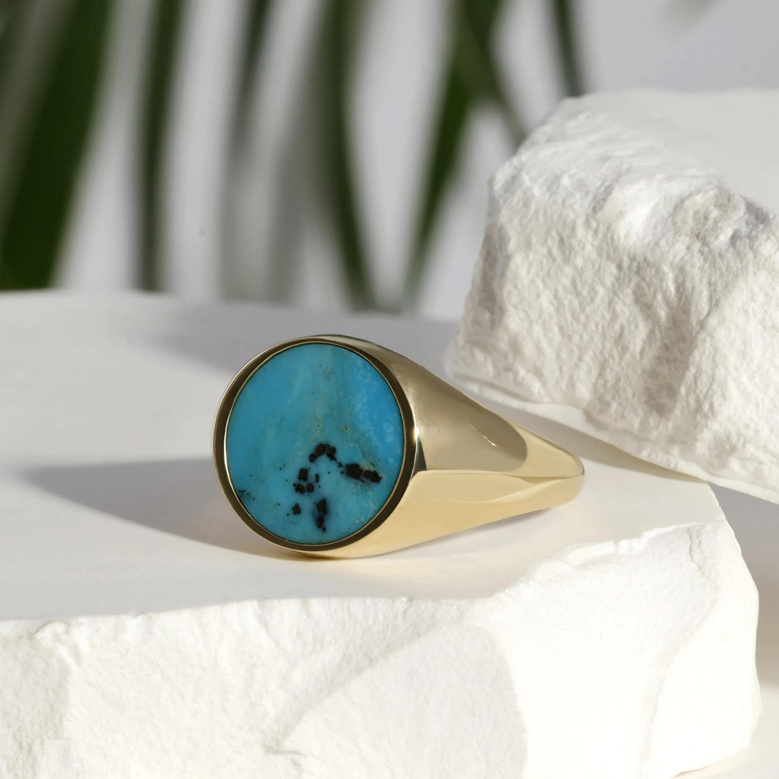 Round Signet Ring with Turquoise