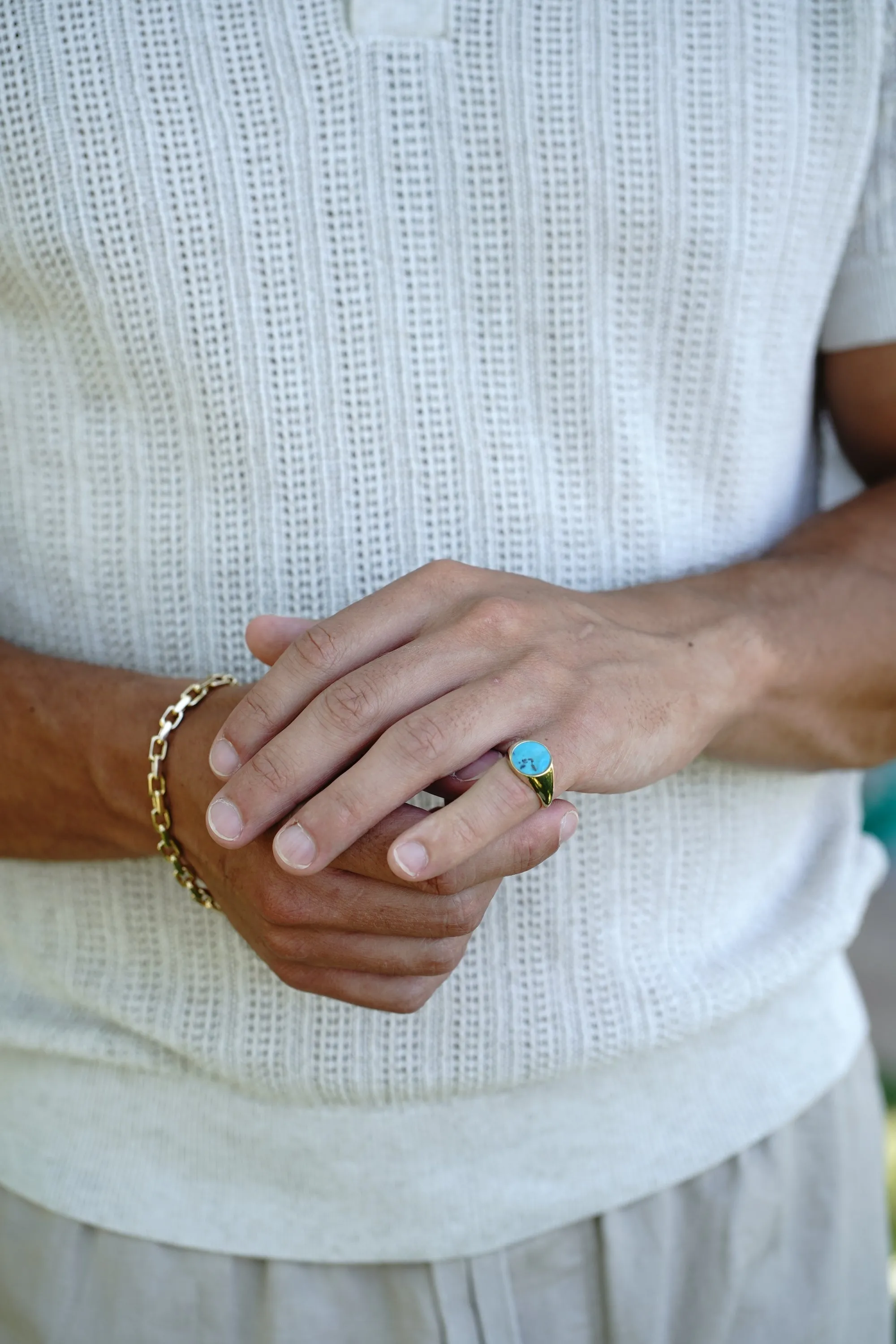 Round Signet Ring with Turquoise