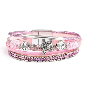 'Sea Life' Charm Cuff Bracelet - pink