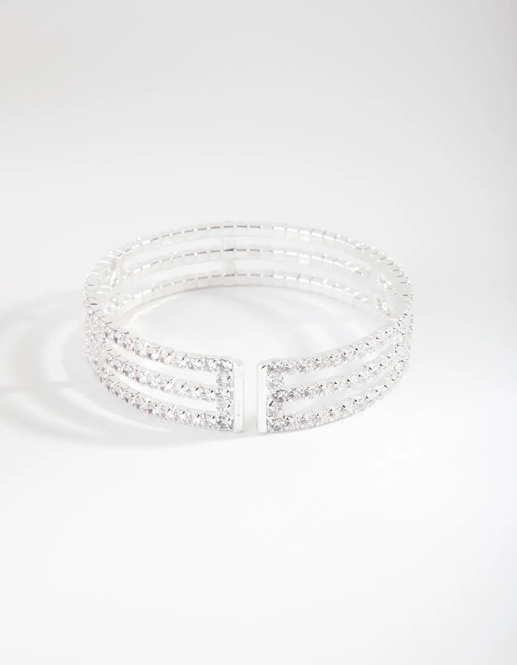 Silver Cubic Zirconia Cuff Bracelet