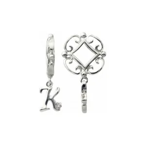 Silver K Initial Dangle Charm S210D