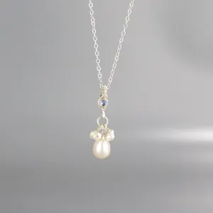 Silver Labradorite Pearl Drop Necklace