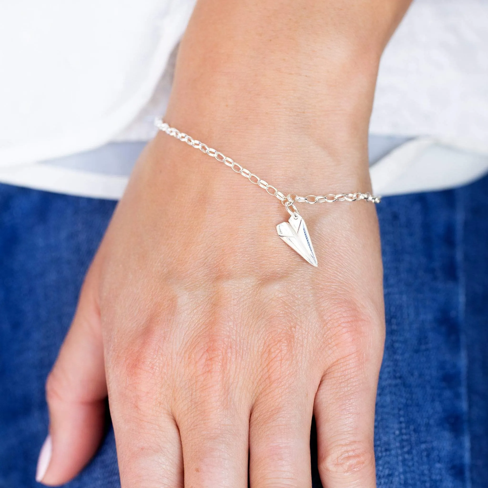 Silver Paper Plane Charm Bracelet