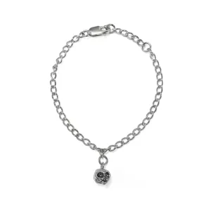 Silver Skull Curb Chain Bracelet