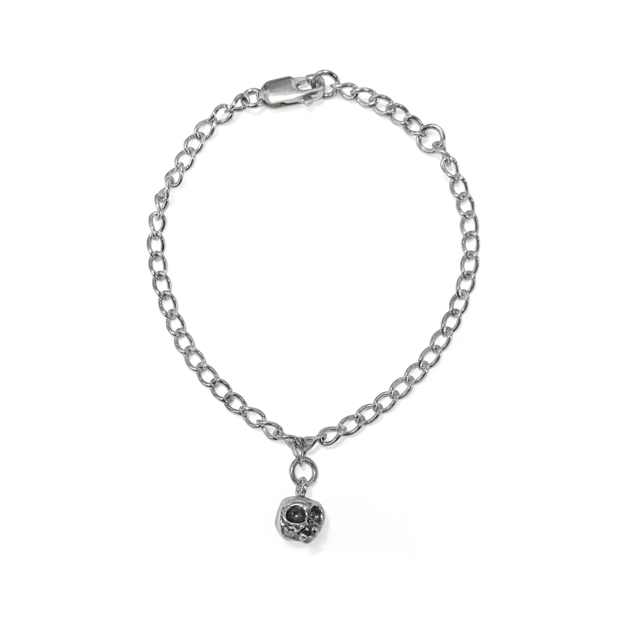 Silver Skull Curb Chain Bracelet