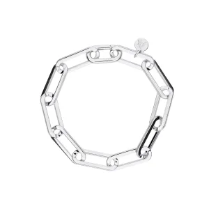 Silver Squared Long Links Bracelet