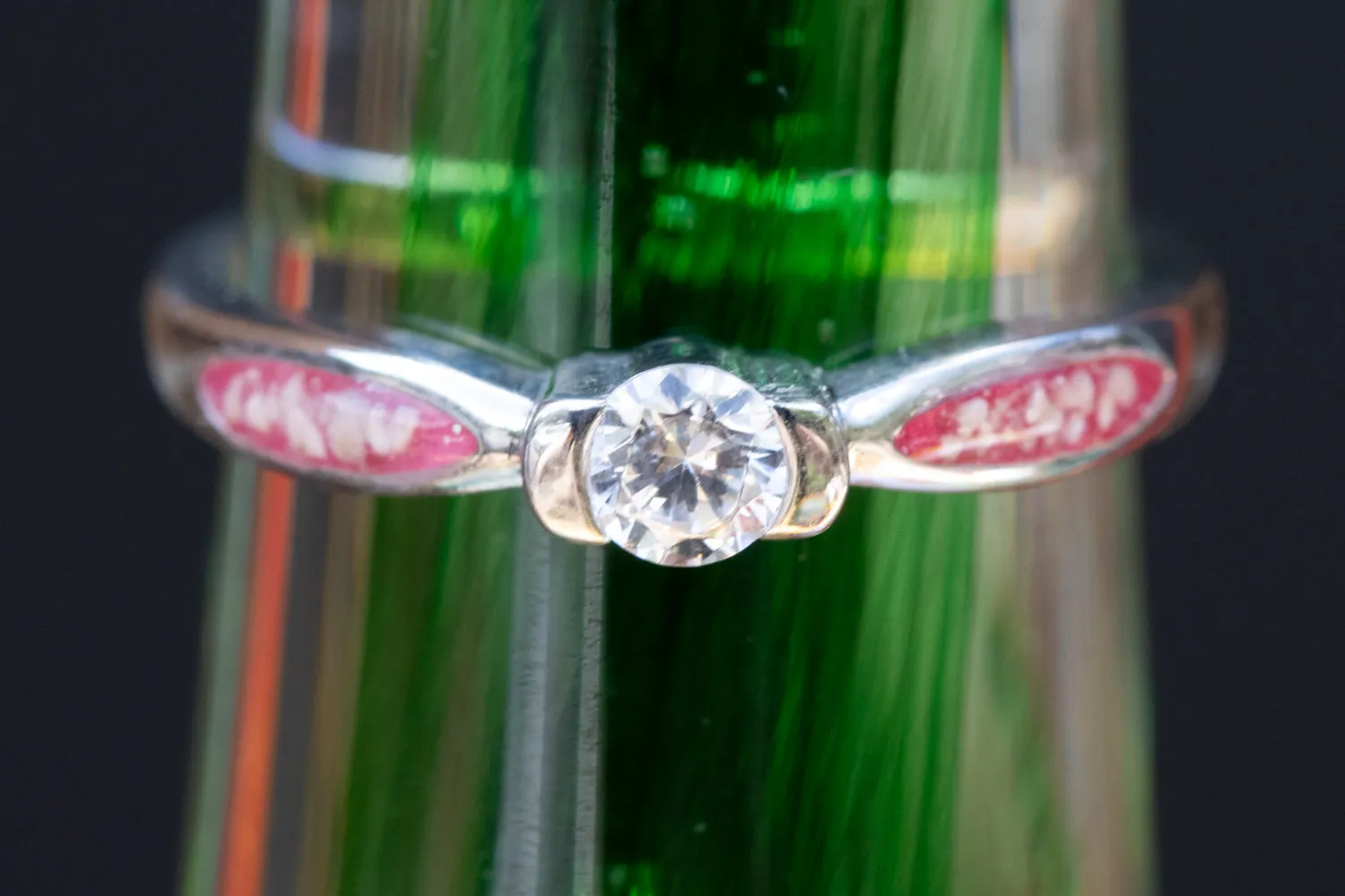 Silver Zircon Ring with Cremation Ashes