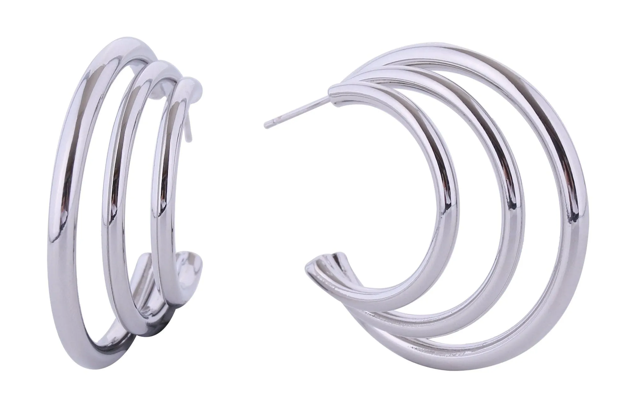 SJE310749 14K Disco Triple Hoop Earrings