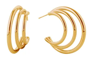 SJE310749 14K Disco Triple Hoop Earrings