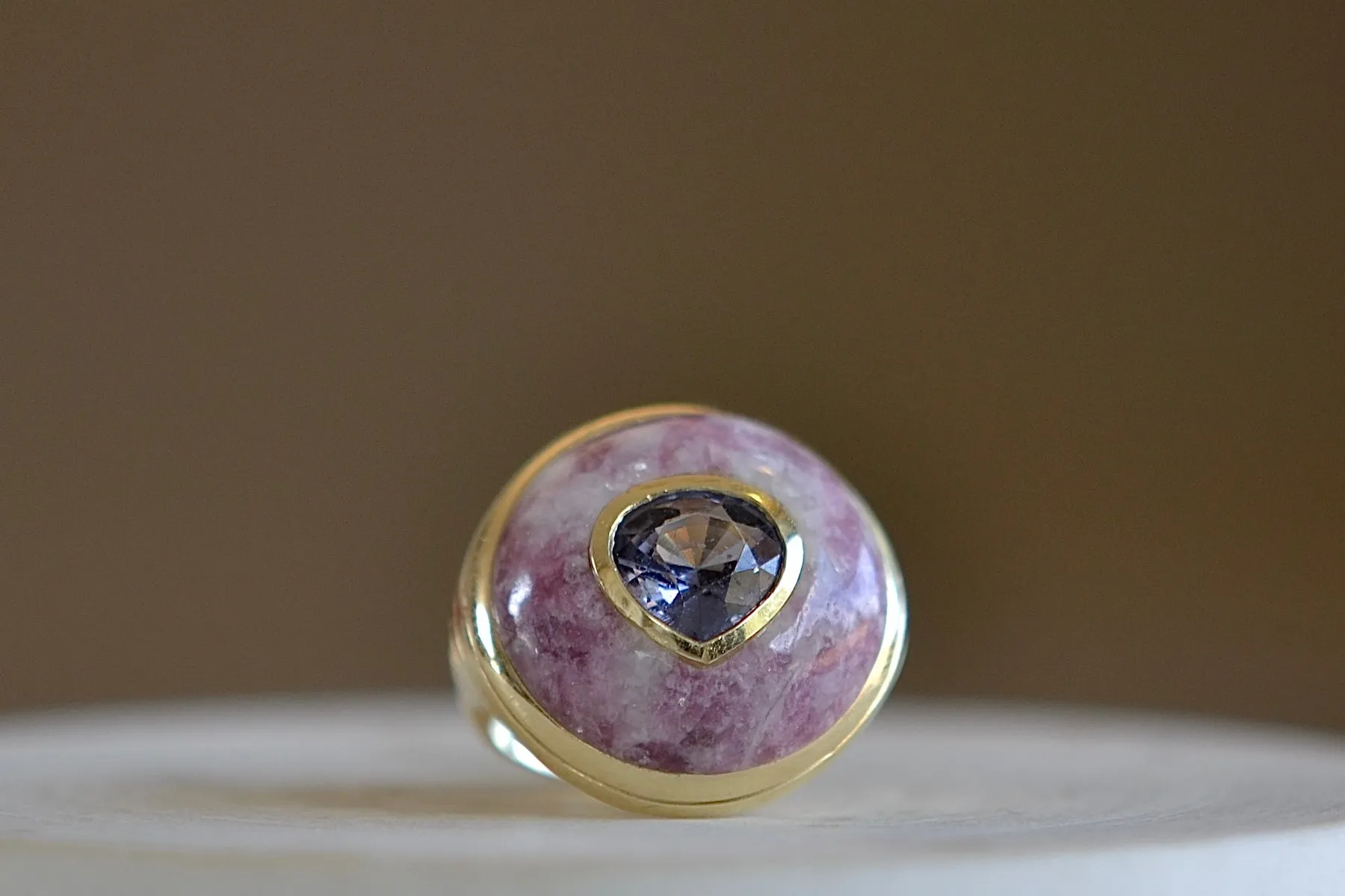 Small Lollipop Ring in Trolleite and Spinel