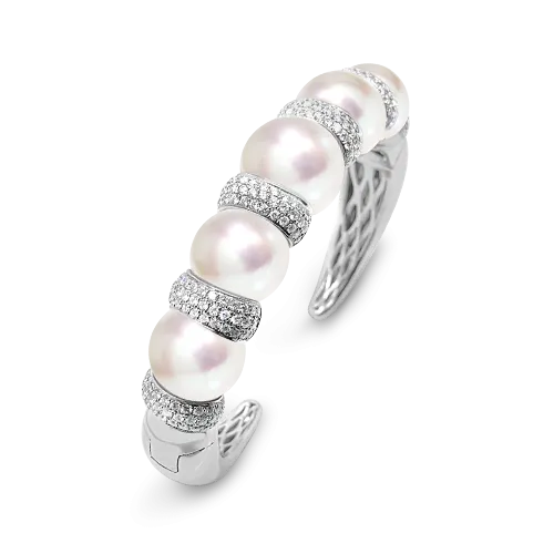 South Sea Pearl & Diamond Cuff Bracelet