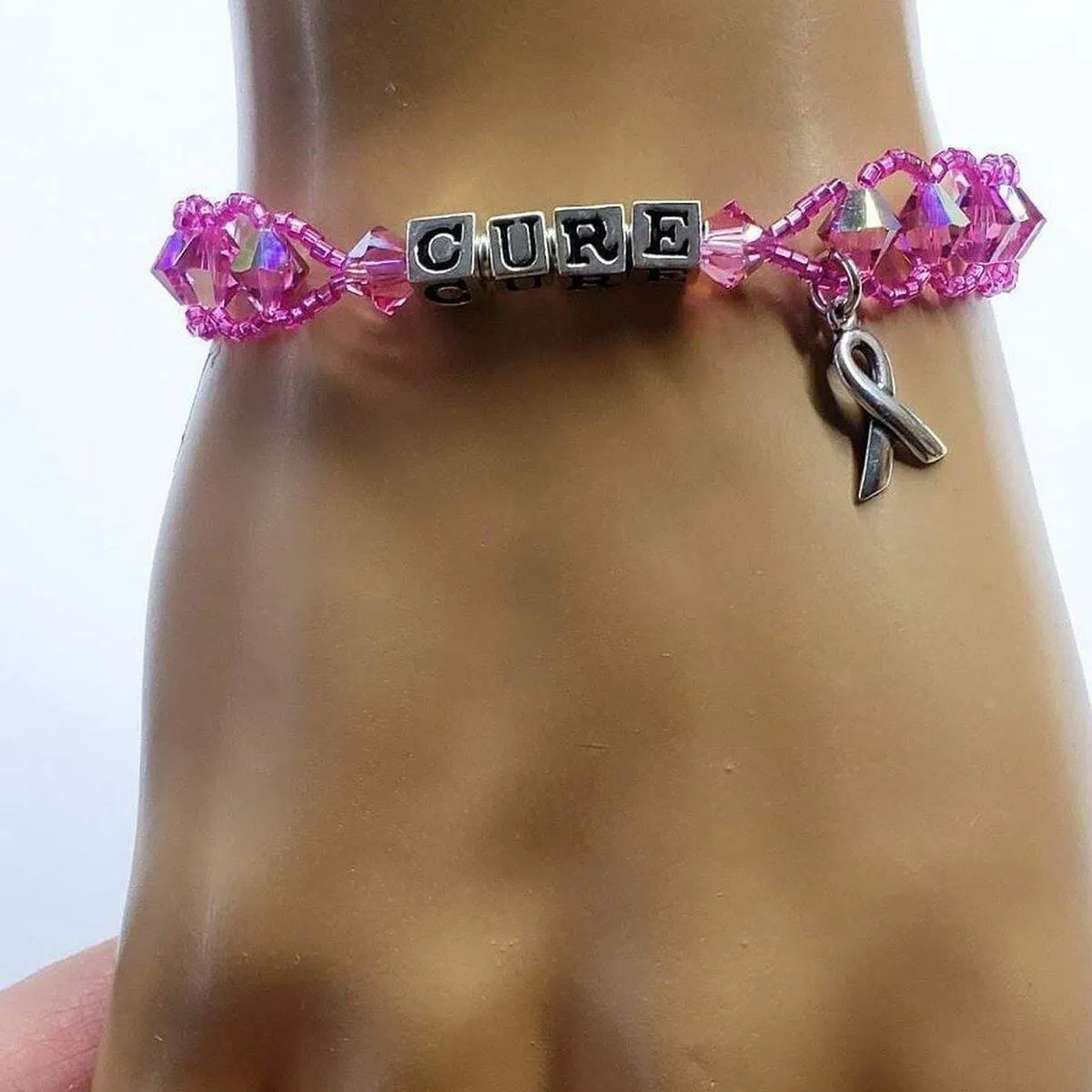 Sparkly Pink Breast Cancer Awareness Bracelet