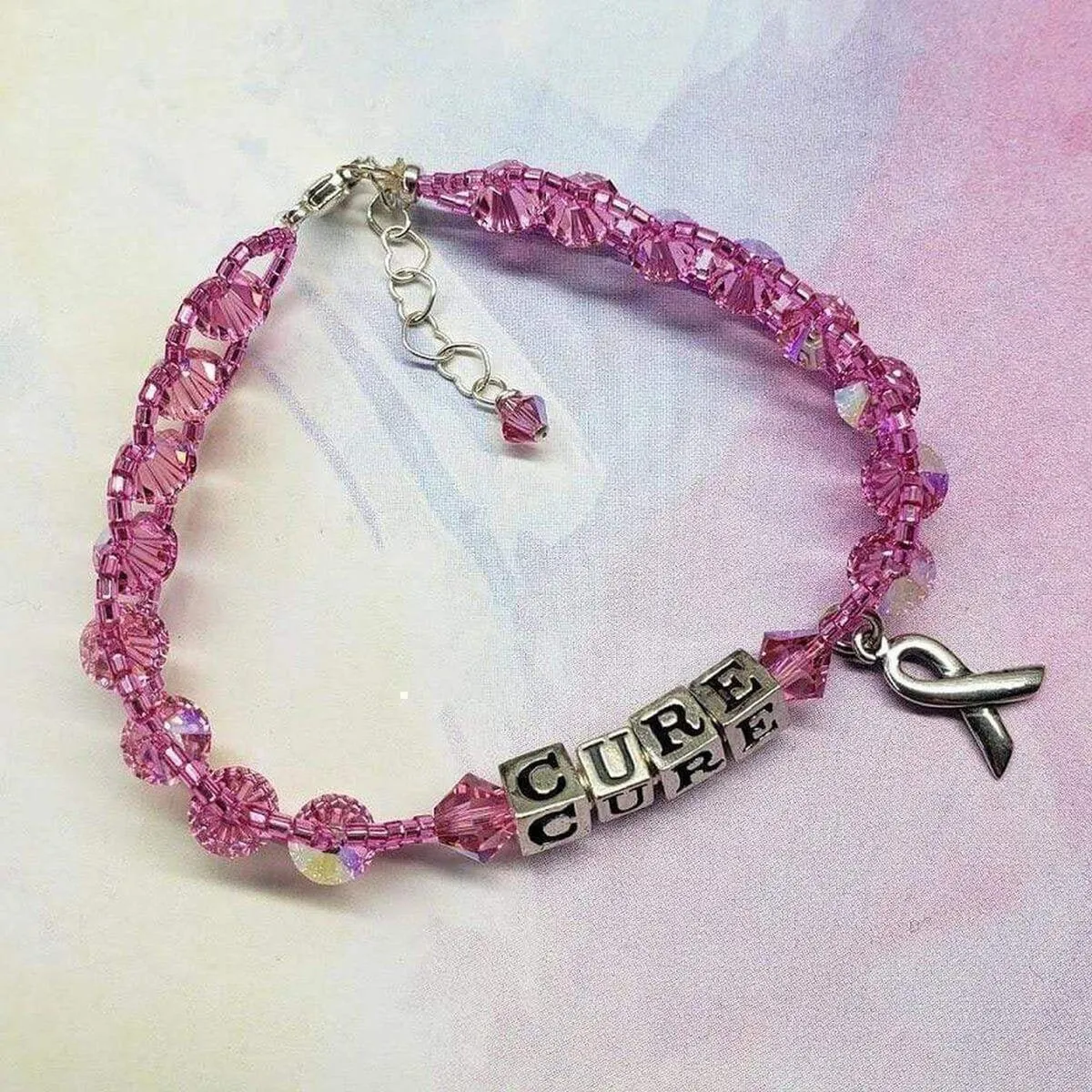 Sparkly Pink Breast Cancer Awareness Bracelet