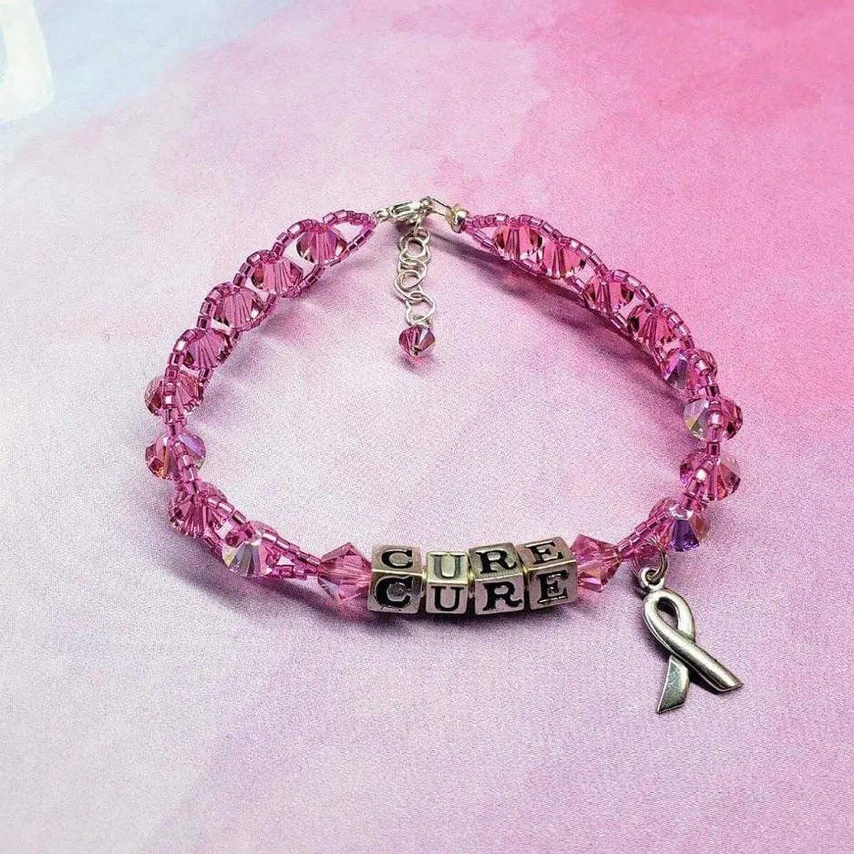 Sparkly Pink Breast Cancer Awareness Bracelet