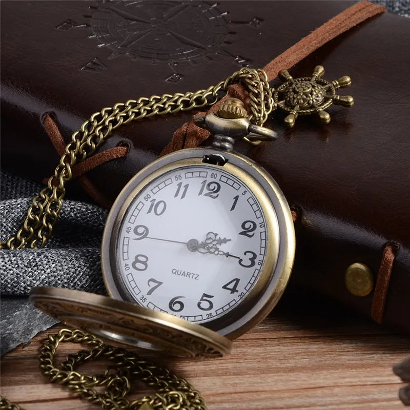 Steampunk Bronze Quartz Pocket Watch Vintage Roman Numerals Clock Men Women's Necklace Chain Pendant  Fob Watch Relogio De Bolso