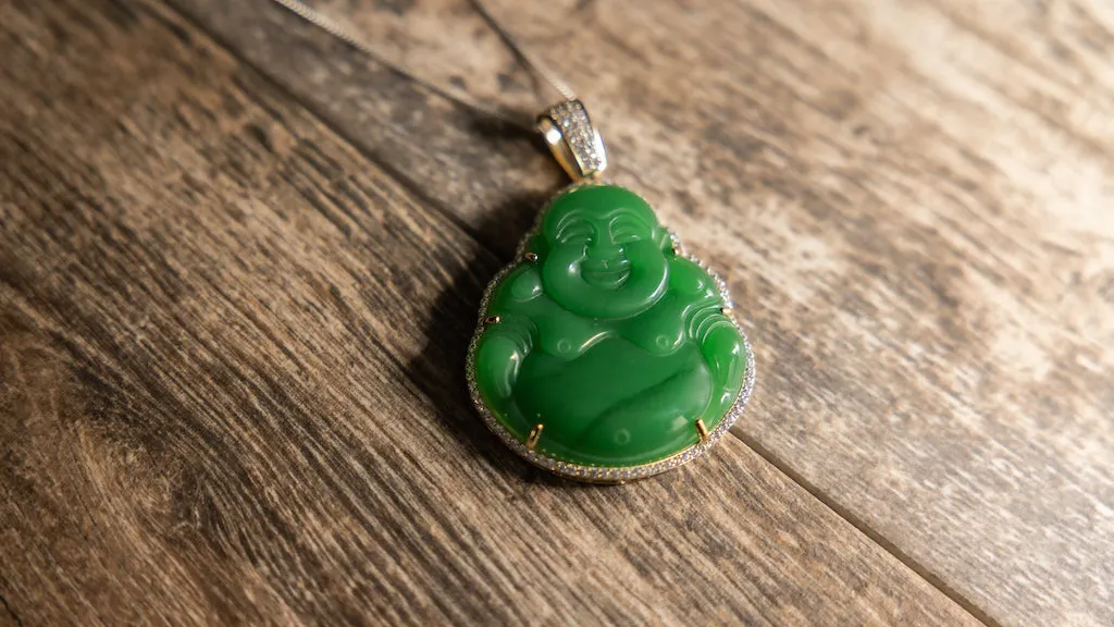 Sterling Silver Jade Sitting Buddha Necklace