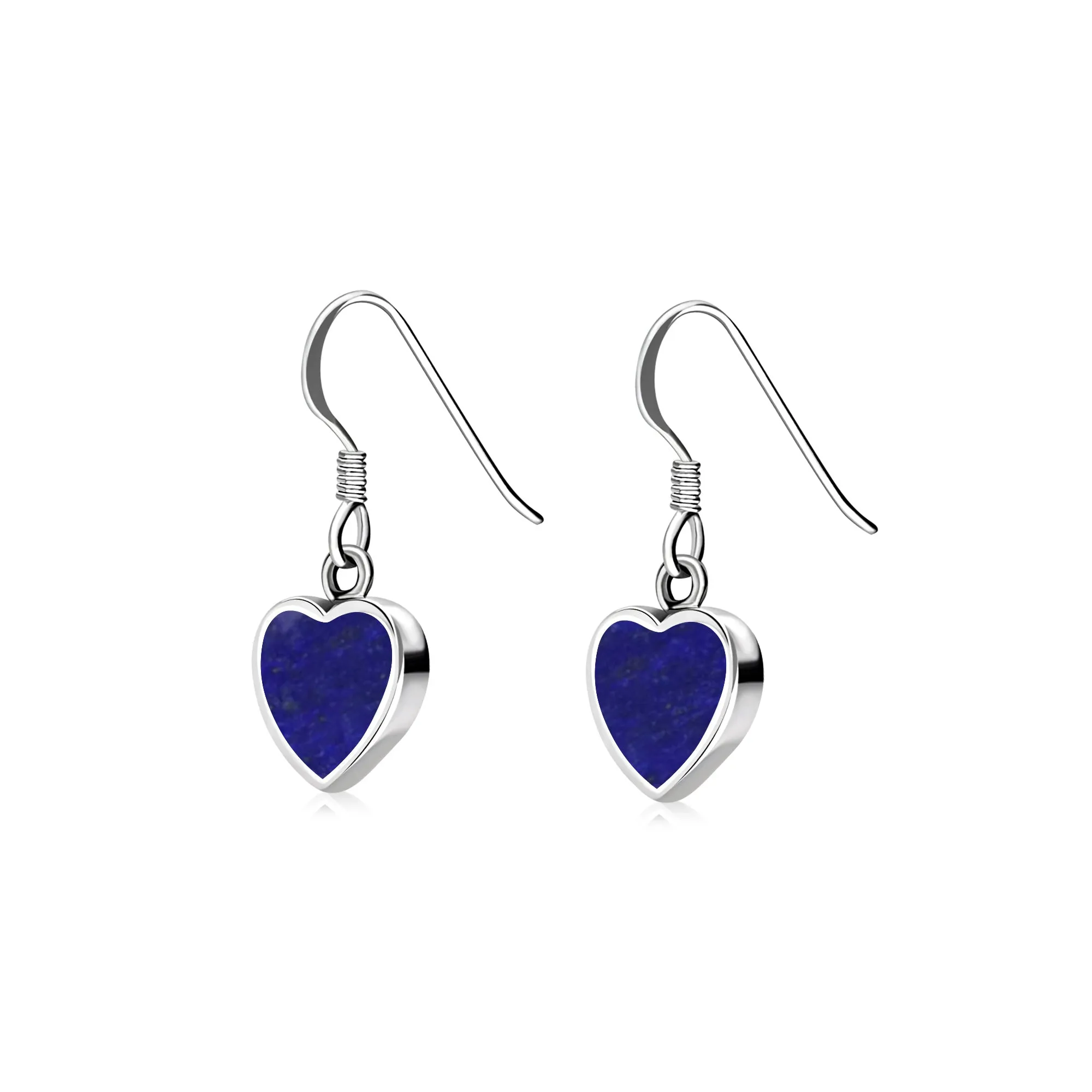 Sterling Silver Lapis Lazuli Heart Drop Earrings