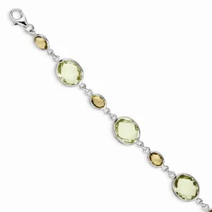 Sterling Silver Lemon Quartz and Citrine Oval Bracelet