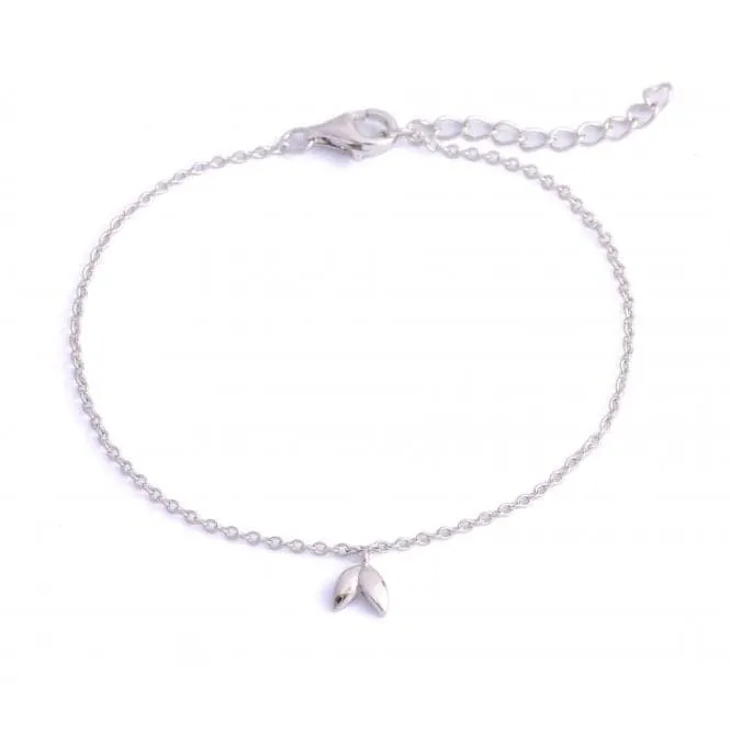 Sterling Silver Rhodium Plated Leaf Bracelet ERLB008