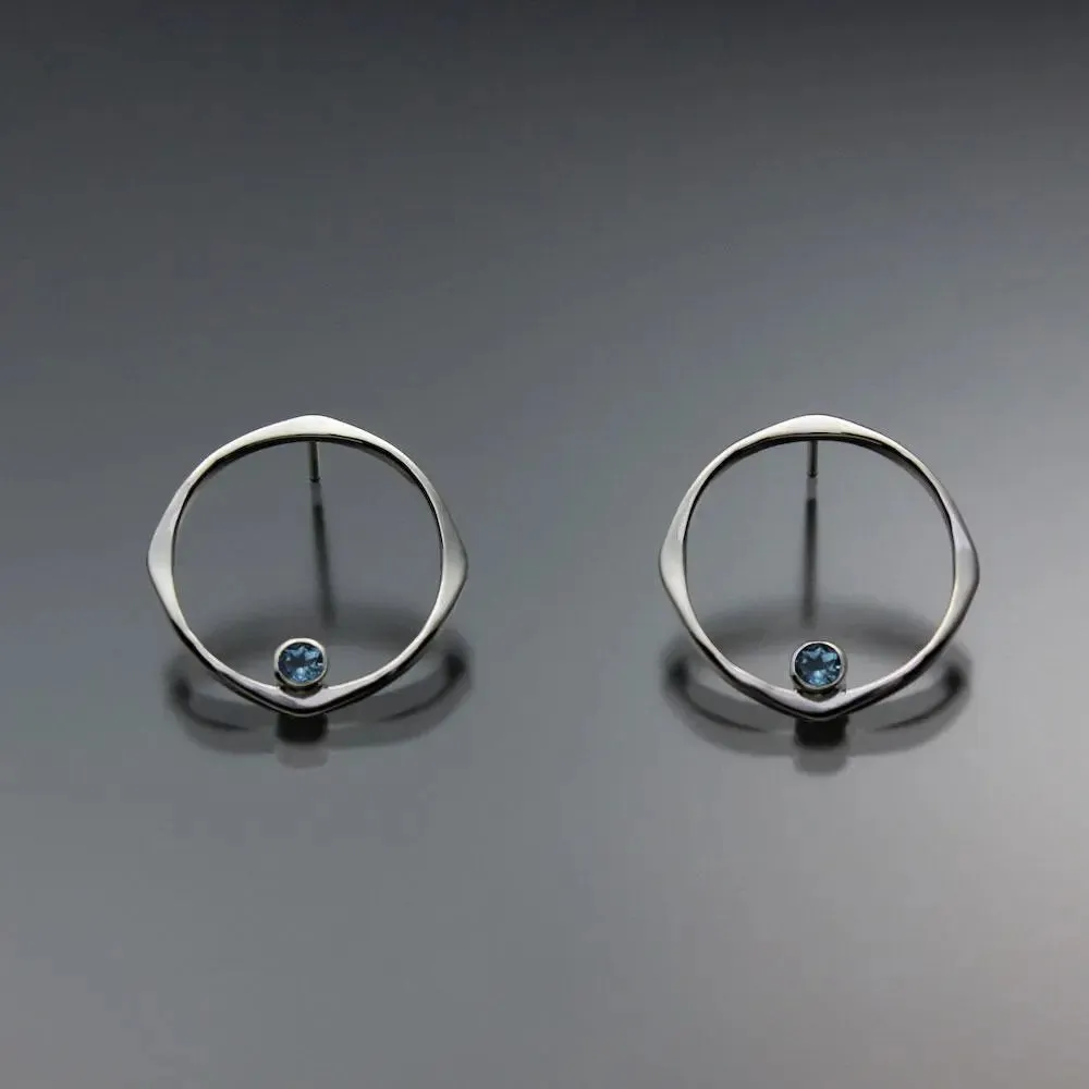 Swiss Blue Topaz Earrings EAR070SMSSTZ Sterling Silver or 14K Gold by John Tzelepis Jewelry