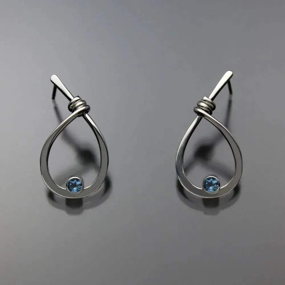 Swiss Blue Topaz Earrings EAR190SMTZ Sterling Silver by John Tzelepis Jewelry