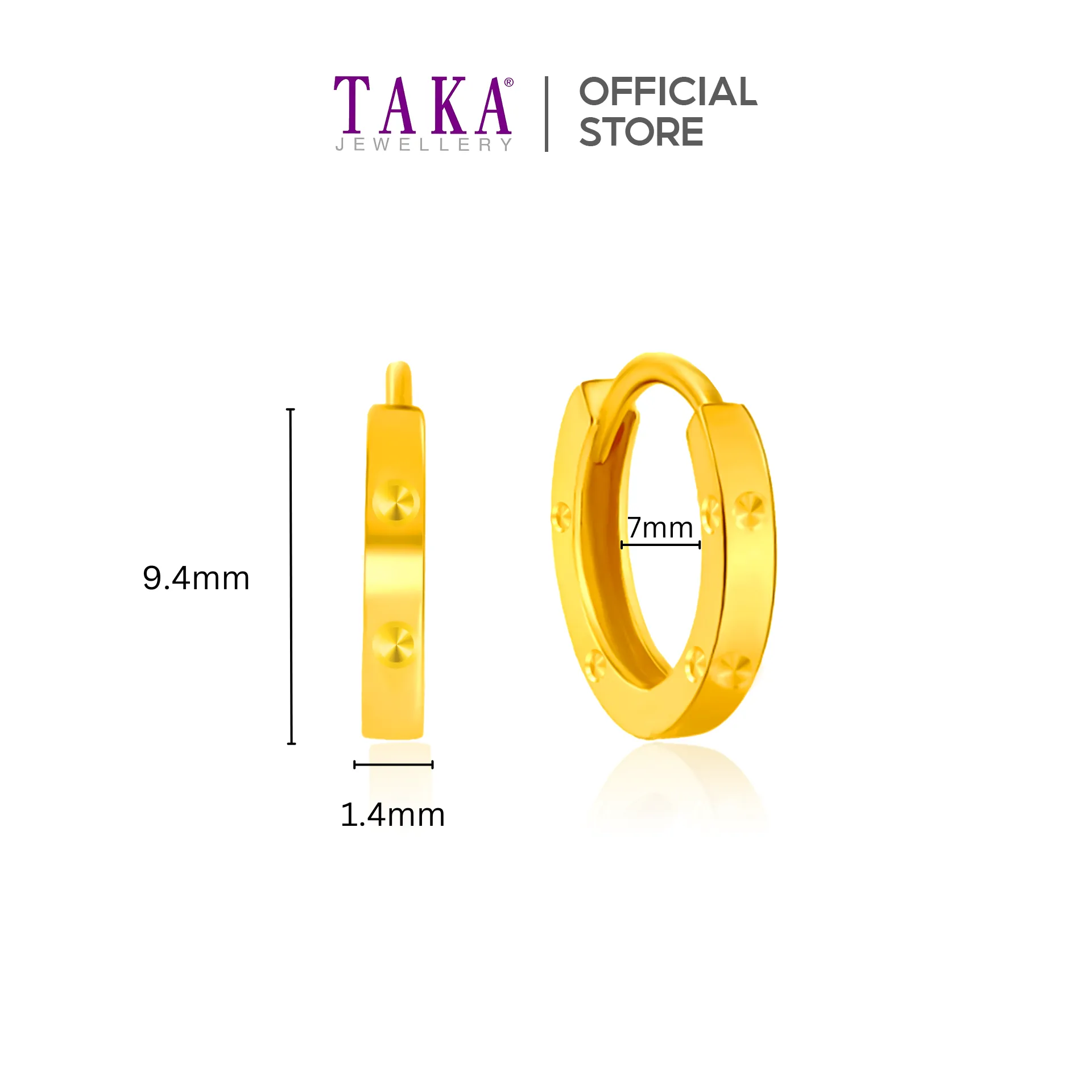 TAKA Jewellery 916 Gold Hoop Earrings