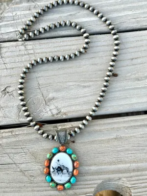 The Big Valley Bucking Horse  Pendant Necklace