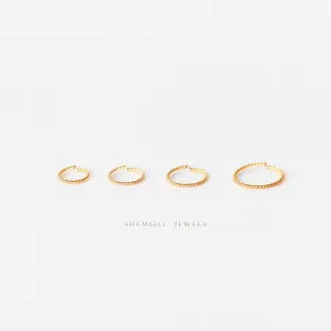 Thin Twisted Hoops Rings for Ear or Nose Piercings, 20gauge, 4,5,6,7,8,9,10,12mm, 14k Gold Filled, Sterling Silver, SHEMISLI - SH304-SH312