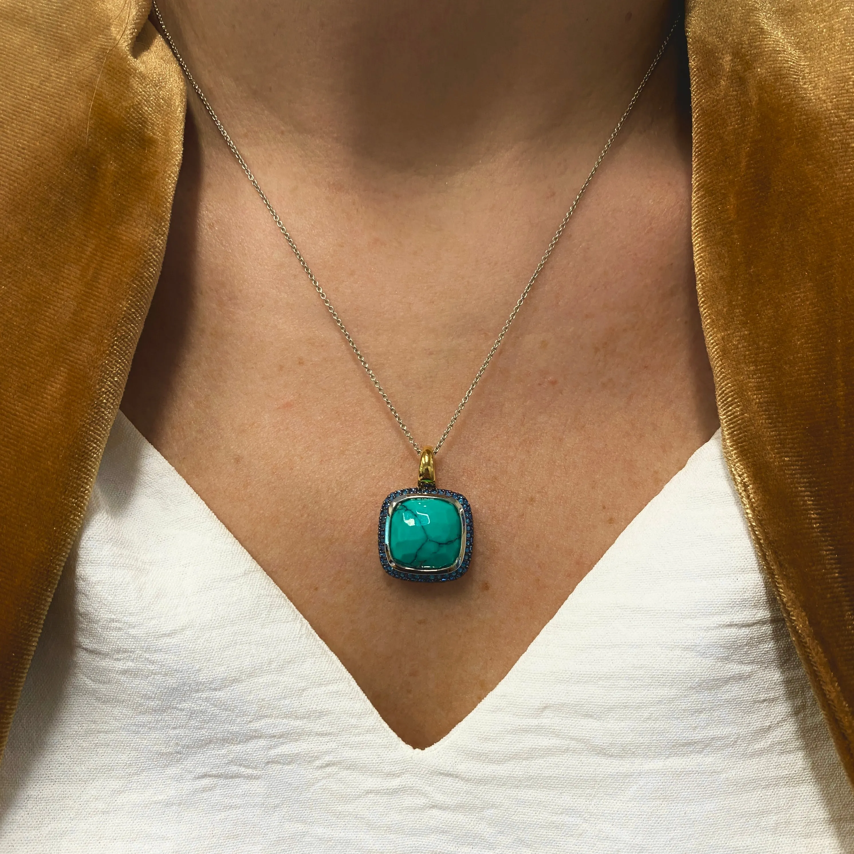 Ti Sento Milano Two-ToneTurquoise Pendant