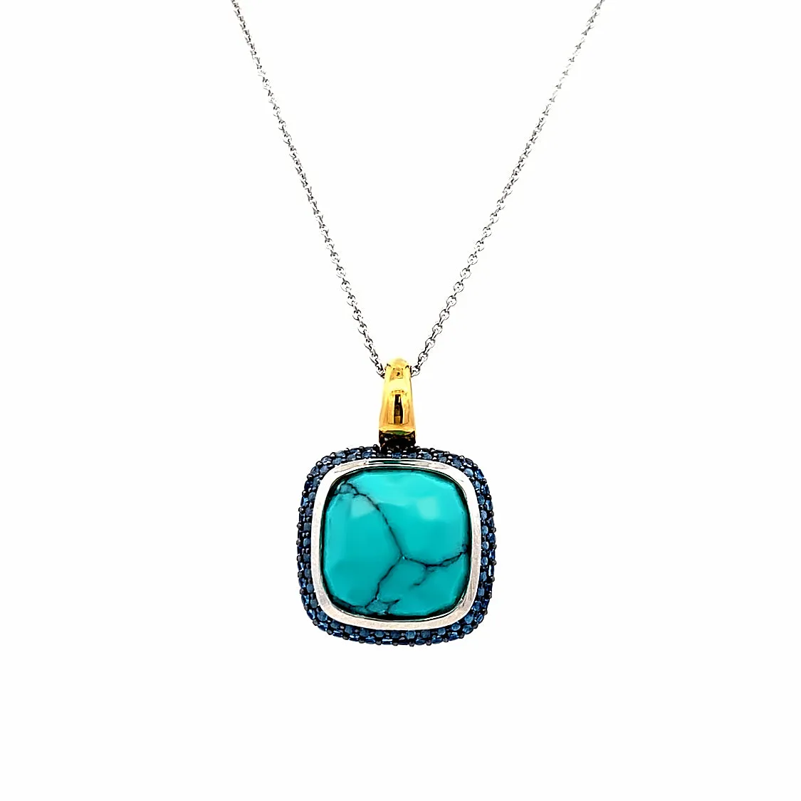 Ti Sento Milano Two-ToneTurquoise Pendant