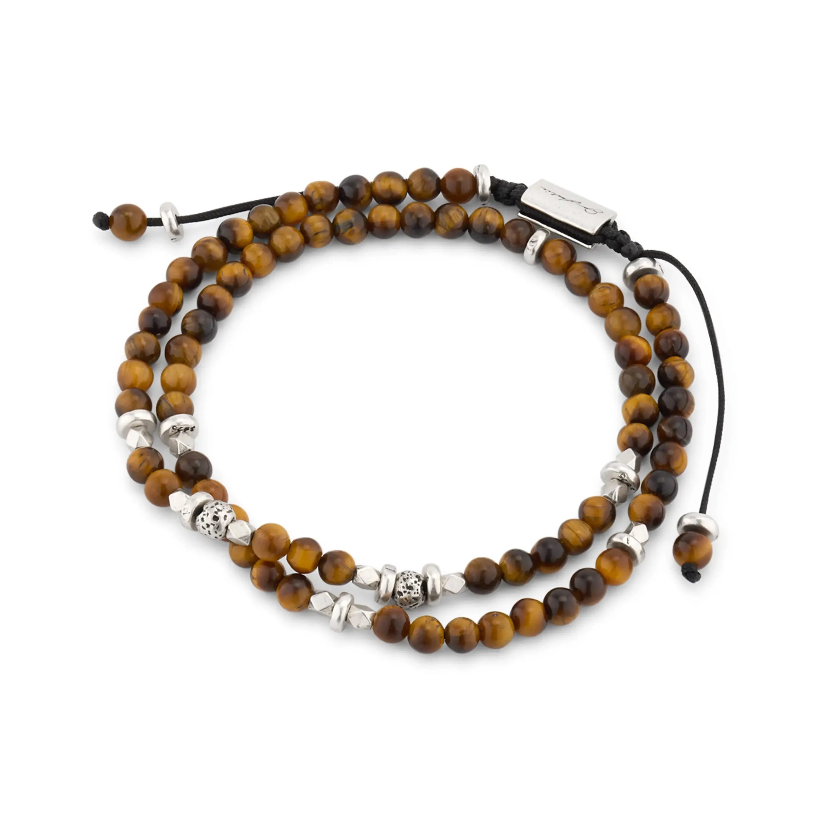 Tiger Eye Double Wrap Pull Cord Bracelet